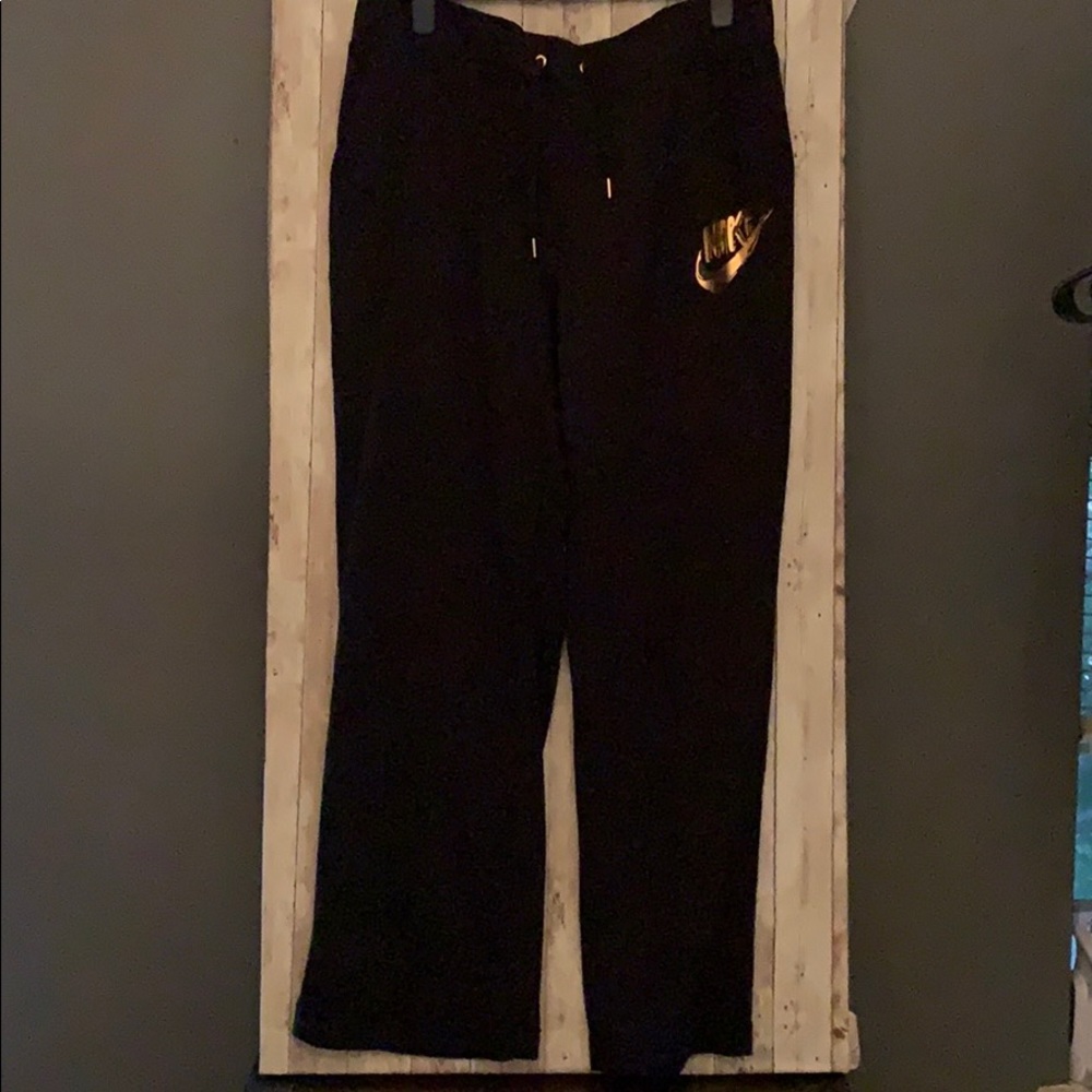 Nike Black Track Pants with Gold Logo